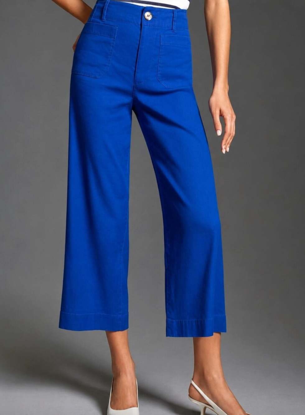 Anthropologie Maeve The Colette Pants Wide Leg Cropped High Rise Azure Blue 26